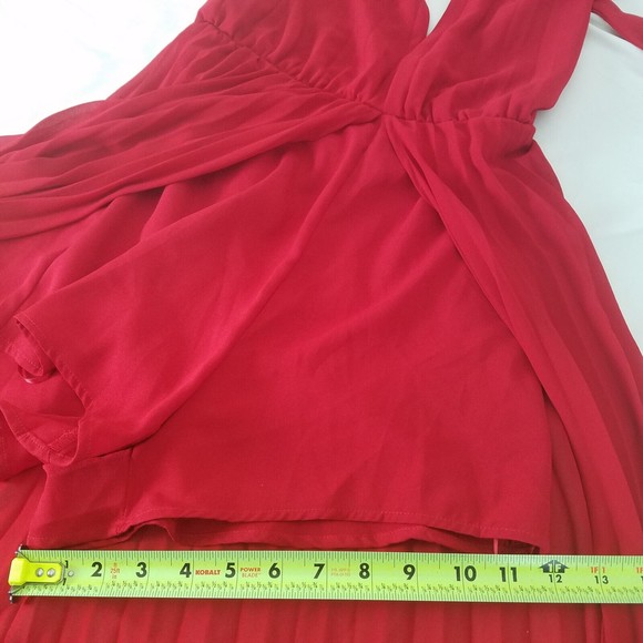 Lush Dress Womens Small Red Sleeveless Party Split Maxi Romper Halter Neck Zip - Picture 8 of 16